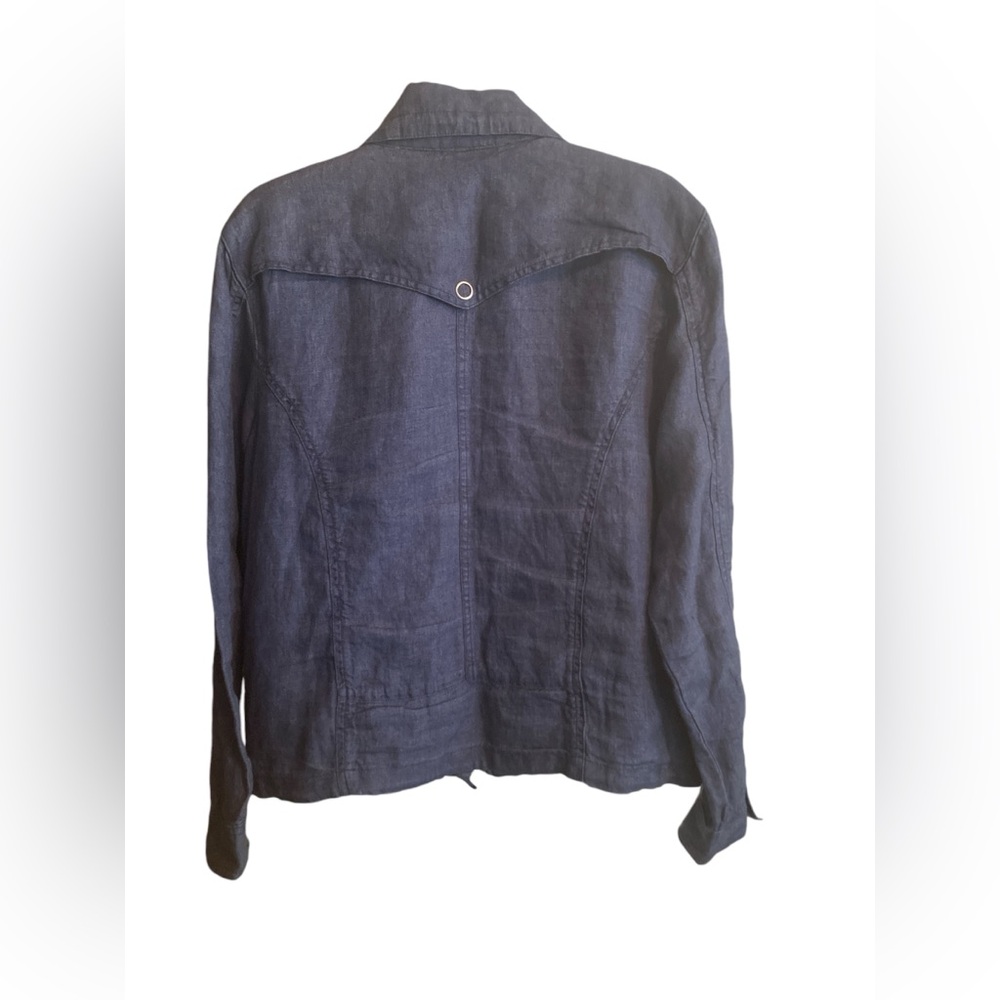 Chico’s 100% Linen blue Zip Up Jacket. Size Large. - Picture 11 of 12